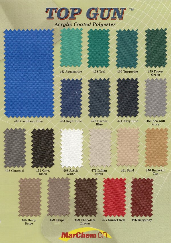 Top Gun Marine Polyester Color Chart
