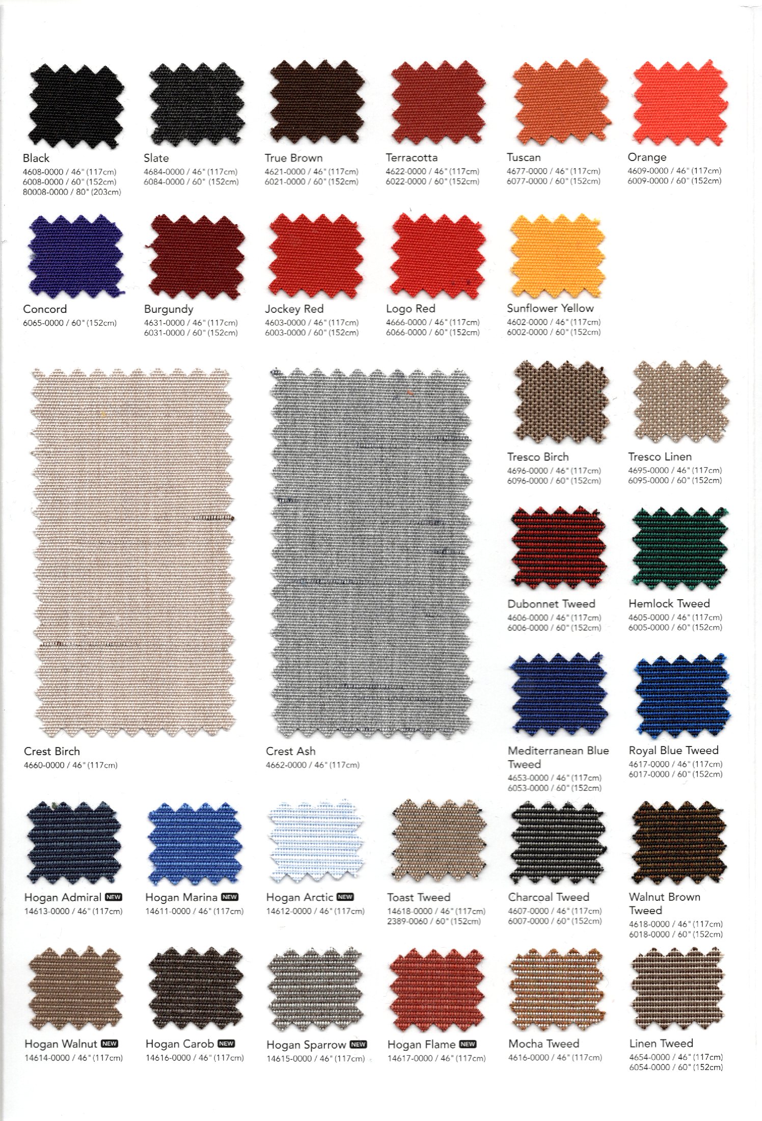 Sunbrella Awning Fabric Color Chart