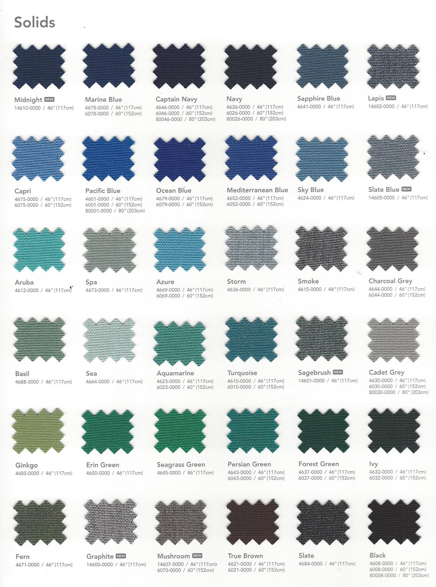 Sunbrella Fabric Color Chart