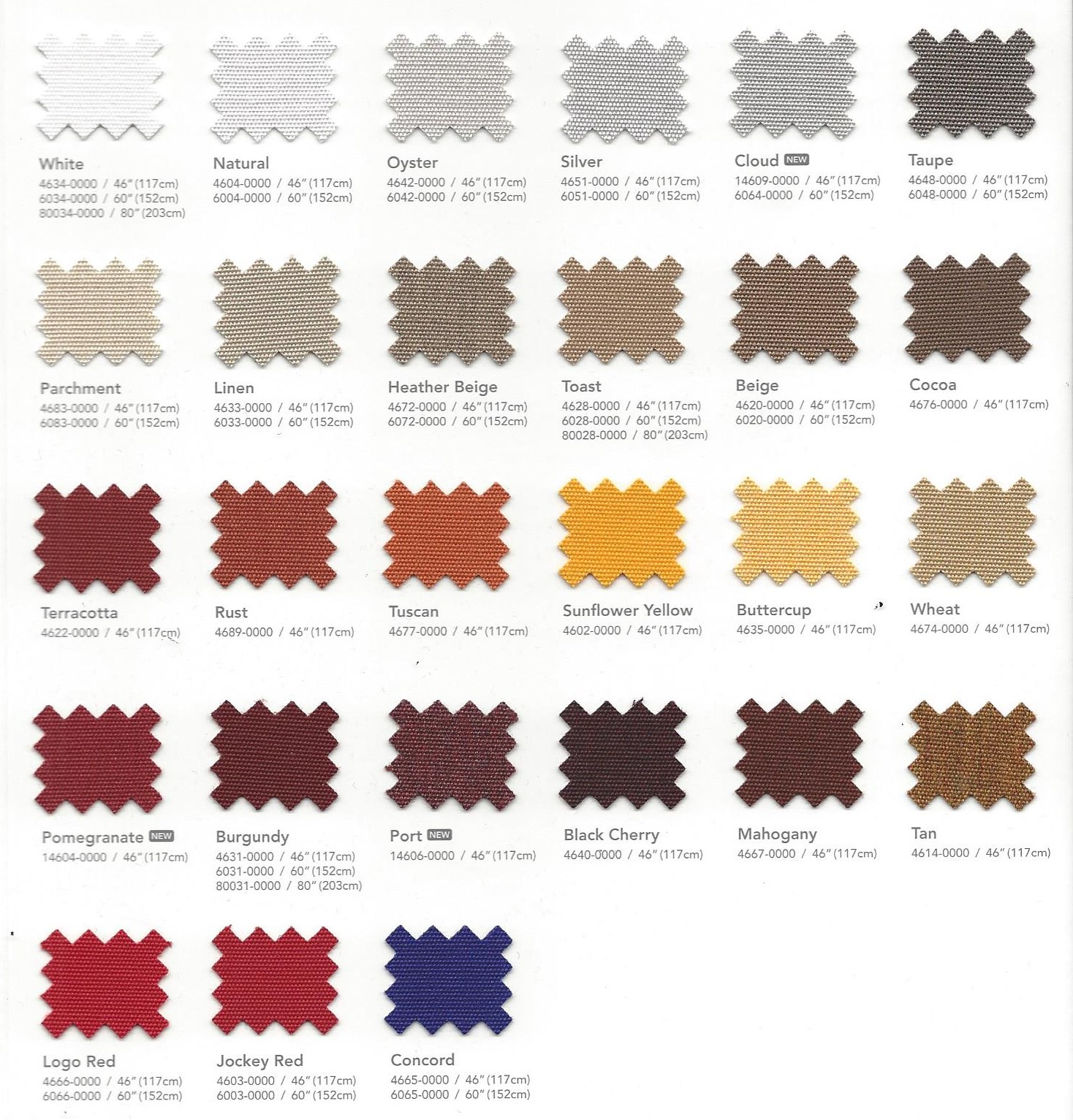 Sunbrella Fabric Color Chart